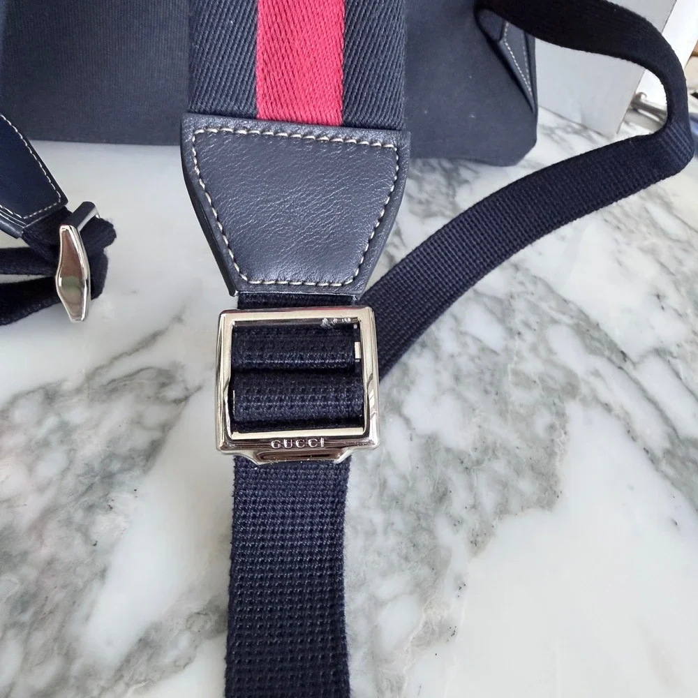 Gucci Large Crest-Print Backpack in Blue Fabric, 821643